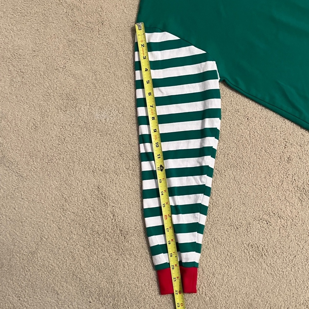Green and White Striped Pajama Set small holiday Christmas - Picture 12 of 14